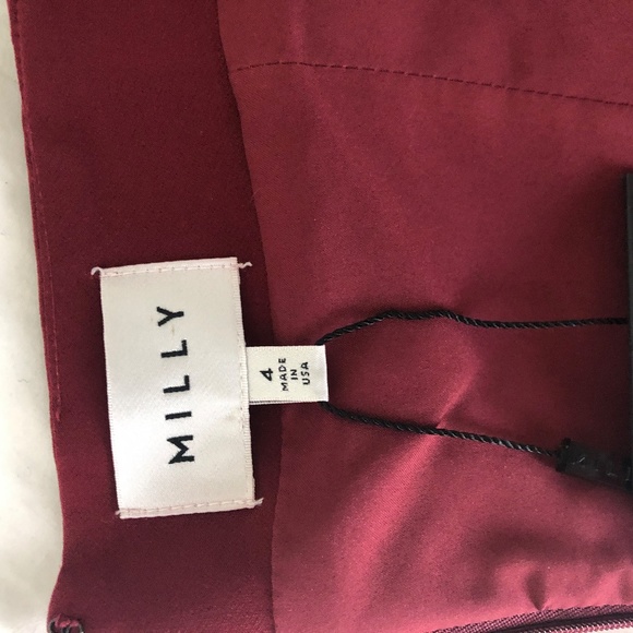 NWT MILLY Italian Cady Bell Sleeve Bordeaux Selene Dress size 4 - Picture 7 of 12